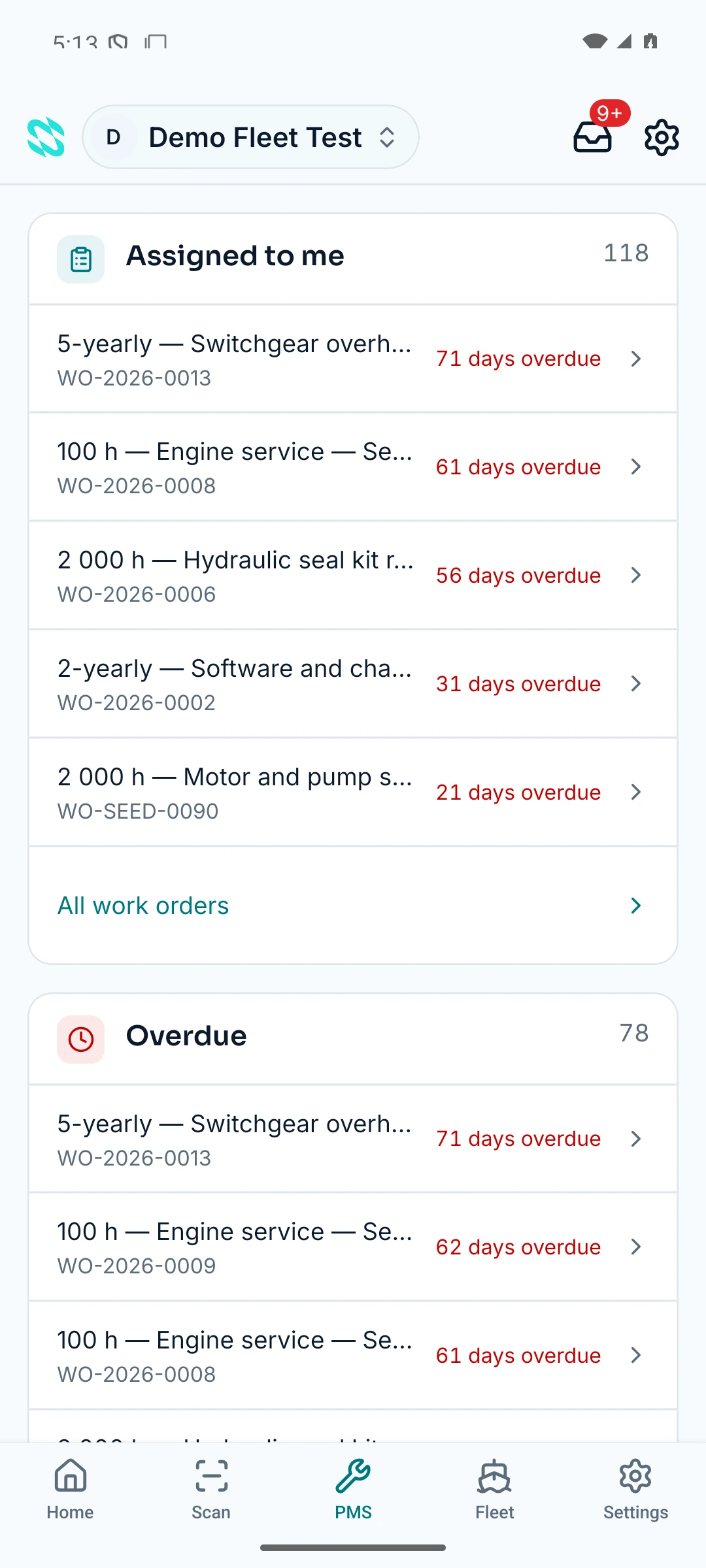 Actual Navis mobile maintenance workspace
